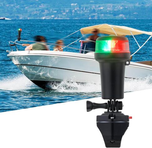 Pactrade Marine Black Housing Navigation Light LED 3 AA بطارية تعمل باللون الأخضر والأحمر مع محول قارب قابل للنفخ بدون قاعدة لاصقة مثبتة على السطح in Kuwait