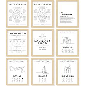 97 Decor Laundry Room Wall Decor - Laundry Decor for Laundry Room Accessories, Laundry Symbol Wall Art Prints, Laundry Symbols Guide Picture, Laundry Care Instruction Chart Sign Poster (8x10 Unframed)
