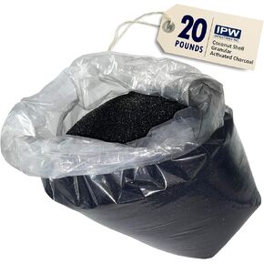 IPW Industries Bulk Activated Carbon - Coconut Shell Granular Activated Charcoal (GAC) for Water Filtration - Replacement Media for Pre and Post Carbon Water Filters (20 Lbs)
