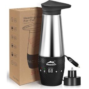 Car Kettle 12V, Portable Car Kettle Water Boiler with Temperature Control, Stainless Steel Inner, Quick Boiling, Auto Shut-Off, Leak Proof and Boil-Dry Protection, 348ml