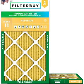 Filterbuy 16x25x1 Air Filter MERV 11 Allergen Defense (2-Pack), Pleated HVAC AC Furnace Air Filters Replacement (Actual Size: 15.50 x 24.50 x 0.75 Inches) in Saudi Arabia