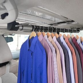 Beinhome Car Clothes Hanger Bar, Expandable Heavy Duty Car Clothes Rack Expanded to 63 inches, Suitable for Most Cars, Trucks, SUVs, Vans, RVs, Road Travelers