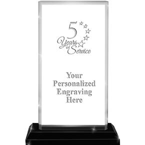 6" Billboard Skyline 5 Years of Service Acrylic Award, Custom Engraved 5 Years of Service Trophy, Engraving Included, Prime