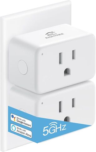 قابس ذكي صغير من EightREE متوافق مع شبكة Wi-Fi بسرعة 5 جيجا هرتز، مقابس ذكية تعمل مع Alexa وGoogle Home &SmartThings، مراقب الطاقة، جهاز التحكم عن بعد، مؤقت وجدول زمني، مقابس Wi-Fi 15A، 4 حزم in Kuwait