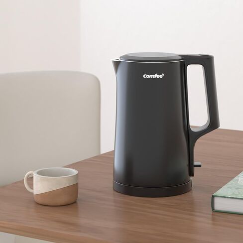 COMFEE' Stainless Steel Cordless Electric Kettle. 1500W Fast Boil with LED Light, Auto Shut-Off and Boil-Dry Protection. 1.7 Liter in Kuwait