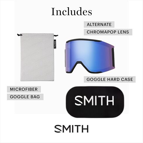 نظارات SMITH Squad MAG مع عدسة ChromaPop - نظارات أداء للرياضات الثلجية مع تقنية تغيير العدسة السهلة للتزلج والتزلج على الجليد - للرجال والنساء - بخار أبيض + عدسة سوداء للشمس in Saudi Arabia