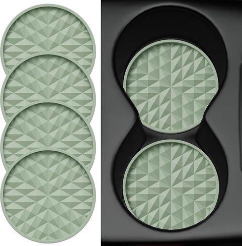 قواعد أكواب السيارة من السيليكون [4 عبوات] سجادات عالمية مقاس 2.75 بوصة غير قابلة للانزلاق، ملحقات داخلية للسيارة، حاملات أكواب السيارة، ديكور قواعد الأكواب، أزرق داكن in Kuwait