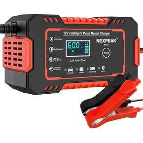 Car Battery Charger, 12V 6A Smart Battery Trickle Charger Automotive 12V 24V Battery Maintainer Desulfator with Temperature Compensation for Car Truck Motorcycle Lawn Mower Marine Lead Acid Batteries