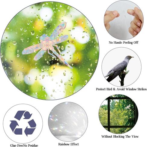 62PCS Cloud and Star Window Decals for Bird Strikes - Anti-Collision Window Clings to Save Birds from Window Collisions,Non Adhesive Prismatic Window Clings, Rainbow Stickers in Saudi Arabia