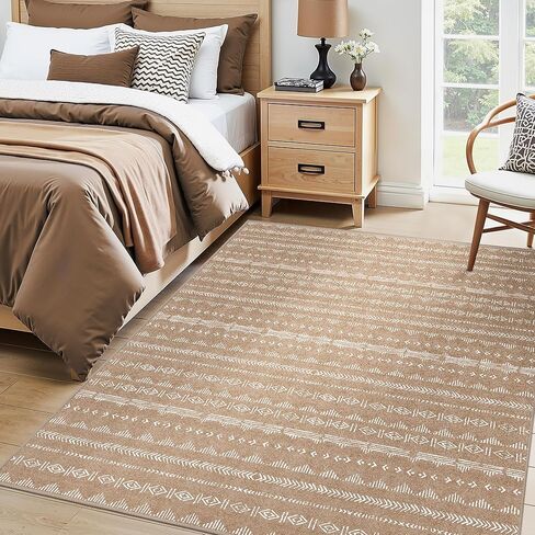 Deerly Kitchen Runner Rug 2'6''x8' Rug Runners for Hallways Soft Non Slip, Washable Rug Runner Boho Moroccan Neutral Long Rug Floor Carpet for Hallway Entryway Laundry Indoor, Light Brown in Kuwait