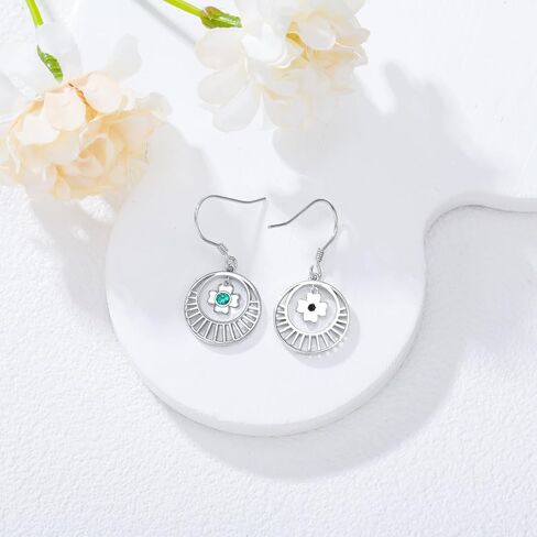 Gnteey Lab Grown Emerald Earrings 925 Sterling Silver Tulip Earrings 6 * 4mm Emerald Drop Earrings for Women in Kuwait