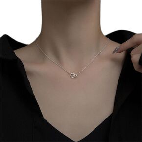 Diamond Cat Necklace Two Kitten Interlocking Necklace Shiny Cubic Zirconia Bow Kitty Pendant Necklace Cute Cartoon Animal Cat Necklace Chain Jewelry Gifts for Women Teen Girls