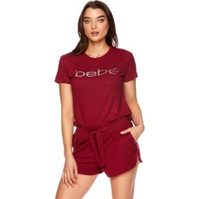 مجموعة ملابس نوم للسيدات من Bebe بأكمام قصيرة وسروال بيجامة قصير الأكمام