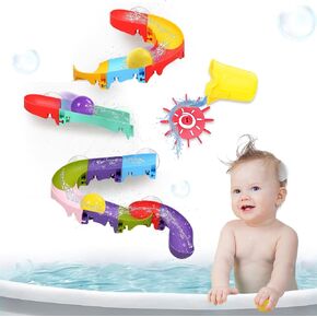 Toddler Bath Toys, Baby Bathtub Toys with Elephant Shower Sprays and Slide Track, Fishing Floating Animals Toys, Creative Shower Toys Christmas Birthday Gifts for Boys and Girls