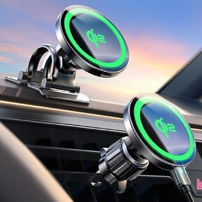 LISEN for MagSafe Car Mount Charger,Qi2 15W Super Fast Magsafe Wireless Car Charger,(Customized Set) MagSafe Car Charger, (Ambient Light) Magnetic Car Charger for iPhone 15/14/13/12 Pro Max Plus