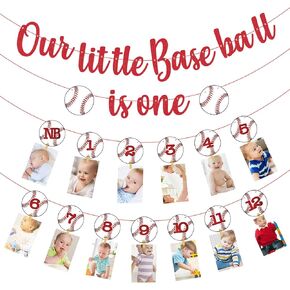 Christmas Gingerbread Man 1st Birthday Photo Banner Gingerbread Man Birthday Photo Banner for Newborn to 12 Months Milestone Photograph Bunting Garland for Xmas Holiday Baby Boy Girl 1st Birthday