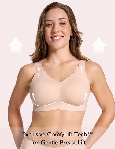 حمالة صدر لاسلكية مريحة بدون خياطة للاستخدام اليومي للنساء، حمالة صدر بدون خياطة قابلة للتنفس مع حواف صدفية in Kuwait
