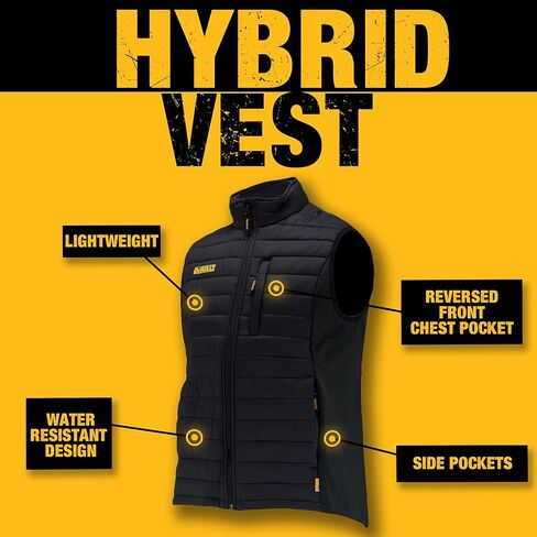 DEWALT Men's Hybrid, Polyester with Stretch, Insulated, Regular Fit Work Vest in Saudi Arabia