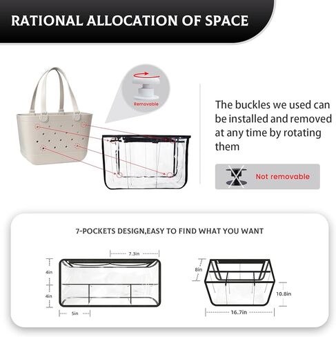 FIHCH Clear Beach Bag Organizer Original Accessories for Bogg Bag X Large Storage Bag Suitable for BOGG BAG Organizing Your Bag and Divide Space in Kuwait