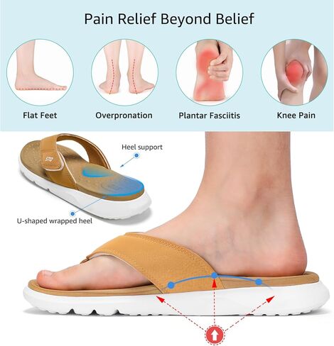 STQ Orthopedic Flip Flops for Women | Memory Foam Flip-flops for Plantar Fasciitis witn Arch Support Pain Relief in Kuwait