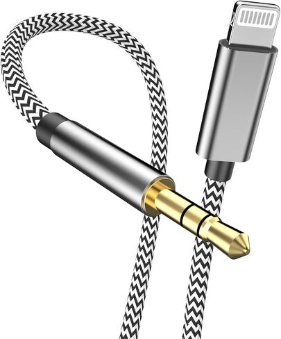 [Apple MFi Certified] iPhone Aux Cord for Car, Lightning to 3.5 mm Headphone Jack Adapter for Car Stereo Compatible with iPhone 14 13 12 11 XS XR X 8 7 to Car Home Stereo Speaker Headphone, White in Saudi Arabia