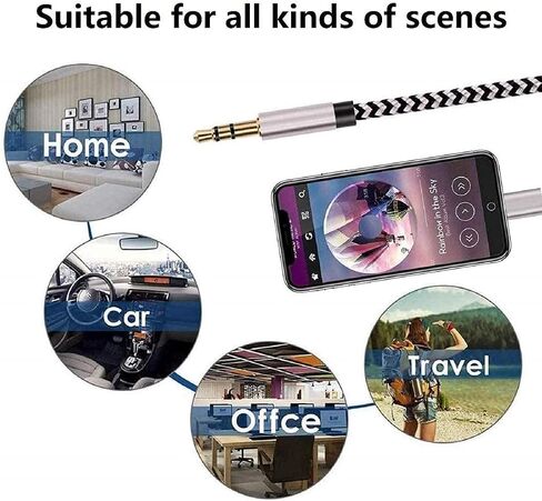 [Apple MFi Certified] iPhone Aux Cord for Car, Lightning to 3.5 mm Headphone Jack Adapter for Car Stereo Compatible with iPhone 14 13 12 11 XS XR X 8 7 to Car Home Stereo Speaker Headphone, White in Saudi Arabia