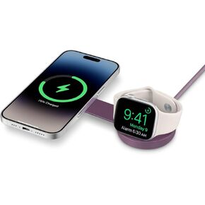 شاحن Twelve South Butterfly 2 في 1 USB-C MagSafe | تصميم مدمج مناسب للسفر، شحن سريع لجهاز iPhone وApple Watch