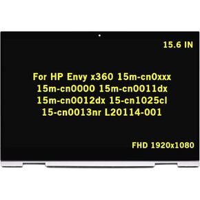 15.6" Replacement for HP Envy x360 15m-cn0xxx 15m-cn0000 15m-cn0011dx 15m-cn0012dx 15-cn1025cl 15-cn0013nr L20114-001 LCD Display Touch Screen Assembly Digitizer Board with Silver Bezel (1920x1080)