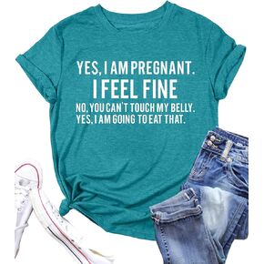 Pregnancy Announcement Shirts Women I'm Pregant T-Shirt Pregnant Mom T Shirt Funny Maternity Letter Print Tees Pink