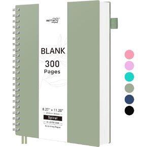 RETTACY Blank Journal Notebook - A4 Blank Spiral Notebook with 150 Sheets, 8.27" × 11.2", 81 LB/120 GSM Premium Acid-Free Paper, Sketch Book for Drawing, Painting, Illustration, Artist (Black) in Kuwait