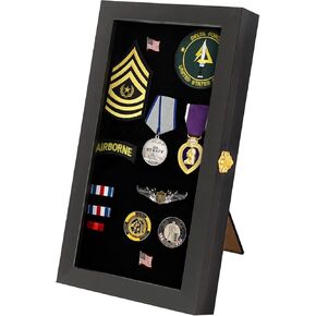 Verani Pin Display Case - 11x14 Pin Collection Display with 98% Uv Protection Acrylic Door for Military Medals, Beach Tags, Jewelry Pins, Pin Gift, Insignia Ribbons, Pin Enthusiast Collectibles, Black