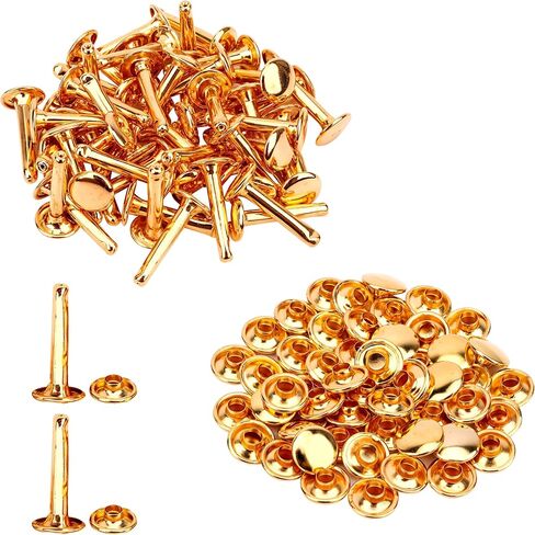 Trimming Shop Extra Long Double Cap Studs, Brass Tubular Rivets for Making Handbag, Dog Collar, DIY Leathercrafts, Shoes, Repair Clothing (8mm x 14mm, Bronze, 50pcs) in Kuwait