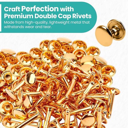 Trimming Shop Extra Long Double Cap Studs, Brass Tubular Rivets for Making Handbag, Dog Collar, DIY Leathercrafts, Shoes, Repair Clothing (8mm x 14mm, Bronze, 50pcs) in Kuwait