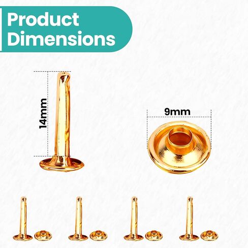 Trimming Shop Extra Long Double Cap Studs, Brass Tubular Rivets for Making Handbag, Dog Collar, DIY Leathercrafts, Shoes, Repair Clothing (8mm x 14mm, Bronze, 50pcs) in Kuwait