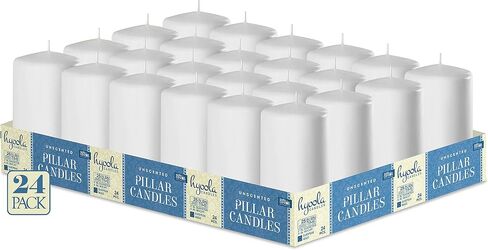 HYOOLA White Pillar Candles 2x3 Inch - 12 Pack Unscented Bulk Pillar Candles - European Made in Saudi Arabia