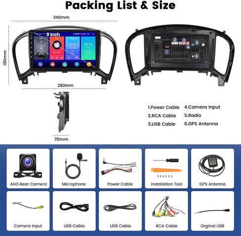 [4G+64G] ستيريو سيارة Android 13 لسيارة Nissan Juke 2011-2016، 9 بوصة 1280x720 HD شاشة تعمل باللمس راديو السيارة مع Carplay اللاسلكي Android Auto 32EQ DSP GPS Navigation AHD كاميرا احتياطية in Kuwait