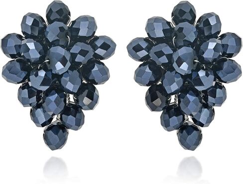 AeraVida Royal Forest Purple Fashion Crystal Grape Base Metal Clip On Earrings | Classic Sterling Silver Cuff Earrings for Women | Gift for Daughter, Mother’s Day, Statement Fashion in Saudi Arabia