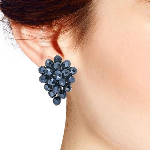 AeraVida Royal Forest Purple Fashion Crystal Grape Base Metal Clip On Earrings | Classic Sterling Silver Cuff Earrings for Women | Gift for Daughter, Mother’s Day, Statement Fashion in Saudi Arabia
