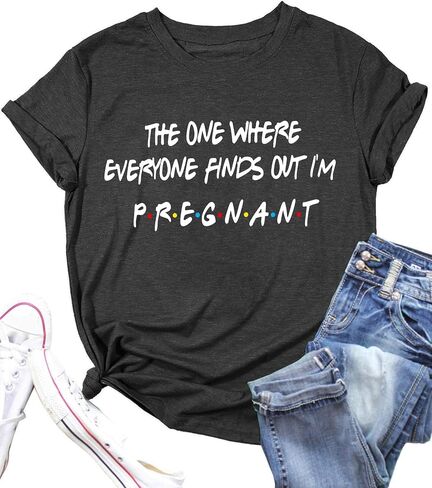 Pregnancy Announcement Shirts Women I'm Pregant T-Shirt Pregnant Mom T Shirt Funny Maternity Letter Print Tees Pink in Saudi Arabia