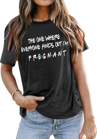 Pregnancy Announcement Shirts Women I'm Pregant T-Shirt Pregnant Mom T Shirt Funny Maternity Letter Print Tees Pink in Saudi Arabia