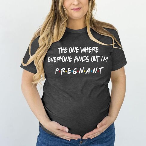 Pregnancy Announcement Shirts Women I'm Pregant T-Shirt Pregnant Mom T Shirt Funny Maternity Letter Print Tees Pink in Saudi Arabia
