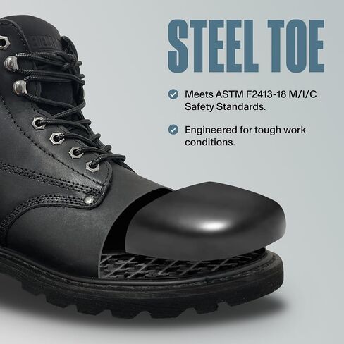 أحذية عمل EVERBOOTS Tank S بمقدمة فولاذية للرجال، تقنية EverFit Comfort، قبضة مضادة للانزلاق وامتصاص الصدمات الفائق، حذاء جلدي شديد التحمل، بناء ملابس عمل صناعية آمنة، أحذية كهربائي in Kuwait