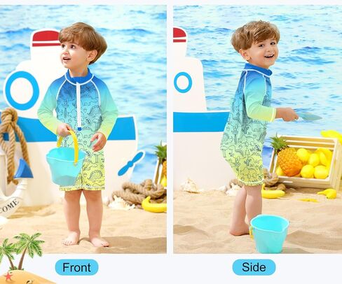 BesserBay Baby UPF 50+ ملابس سباحة قطعة واحدة واقية من الشمس بأكمام طويلة 0-36 شهرًا in Kuwait