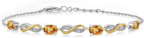 Gem Stone King 925 Silver and 10K Yellow Gold White Moissanite and White Lab Grown Diamond Infinity Bracelet For Women Mother's Mom Wife Girls Her (2.05 Cttw, Fully Adjustable Up to 7.5 Inch) in Saudi Arabia