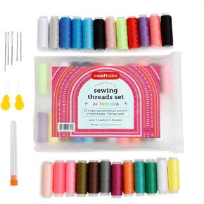 Incraftables Sewing Thread Assortment (24 Threads Set). Best Polyester Thread for Sewing Machine (360ft per Spool). All Purpose Sewing Thread Kit for DIY Embroidery, Quilting & Hand Stitching