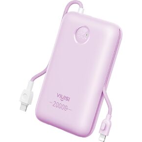 Power Bank 20000mAh 30W Fast Charging Portable Charger with Built-in Cables & LED Display, USB C Battery Pack for iPhone, Samsung, iPad and Android Phones, Ideal for Travel -White