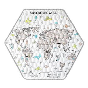 Hexagon Playpen Mat 52" X 45", Foldable Washable Baby Playpen Mat, Non-Slip Cushioned Baby Play Mat, Thicken Ultra Soft Playpen Mat for Infants, Babies,Toddlers (Secret Garden)