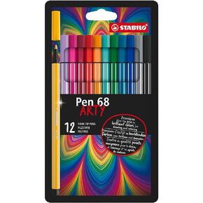 Fiber-Tip Pen with Cap-Ring - STABILO Cappi - Pack of 12 - Assorted Colors + 1 Cap-Ring