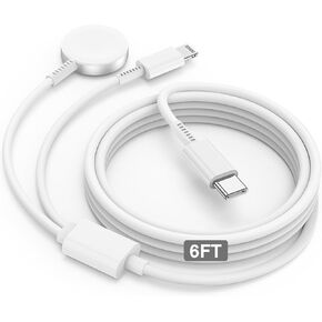 Apple Watch Charger,Cabepow Upgraded 3-in-1 USB C Fast iPhone Watch Charger Magnetic Charging Cable 6FT with Wall Charger Block for Apple Watch Series SE/8/7/6/5/4/3/2/1 & iPhone 14