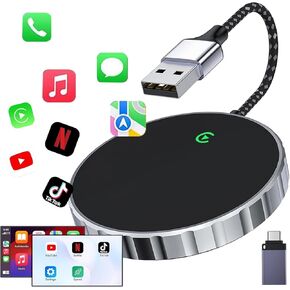 Wireless CarPlay Adapter Carplay Wireless Adapter for Apple 2024 Upgrade Plug & Play Dongle Connect Fast Easy Use Fit for Factory Wired Carplay Cars 2015+ & for Apple iPhone iOS 10+ Black